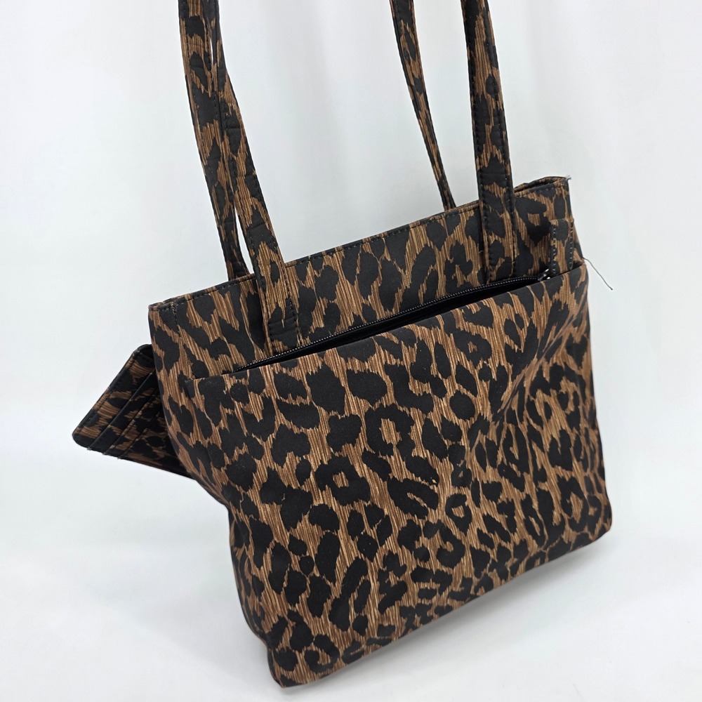 Jones New York Leopard Shoulder Bag Animal Print Nylon Tote ID Case Y2K Classic - Picture 6 of 14